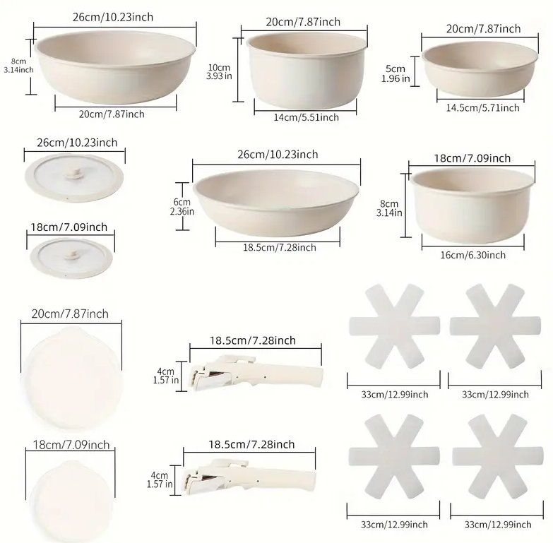 Pentole: 11pcs Cookware Set, Pots and Pans Set with detachable handle – Nuovo (secondo la descrizione) da Gattikon venduto da Sarahs_Schatzkammer 3