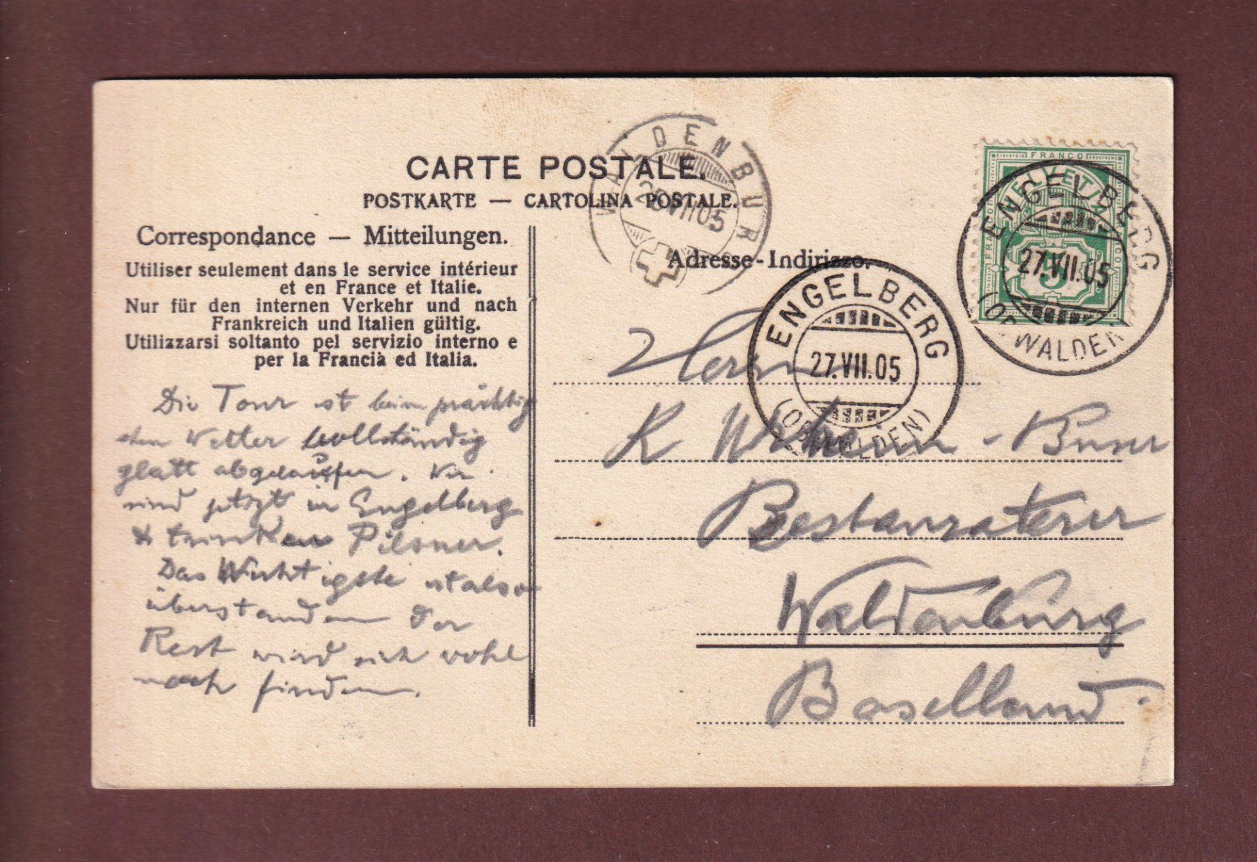 Cartoline postali: Höhenkurort ENGSTLENALP - 1905 – Usato da Pully venduto da nicecards-shop 1