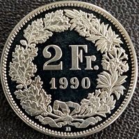 2 Franken 1990 stgl. / aus Münzsatz
