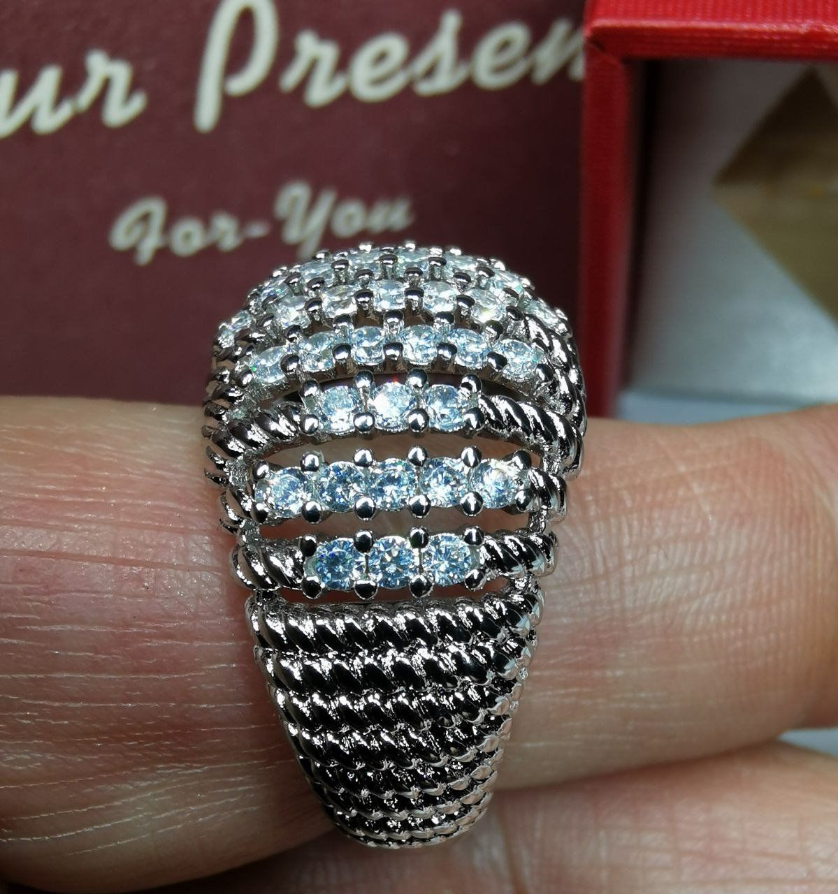 Anelli: Bague argent avec zircons cubiques – Nuovo e nell'imballaggio originale da Reconvilier venduto da Tsma67 5