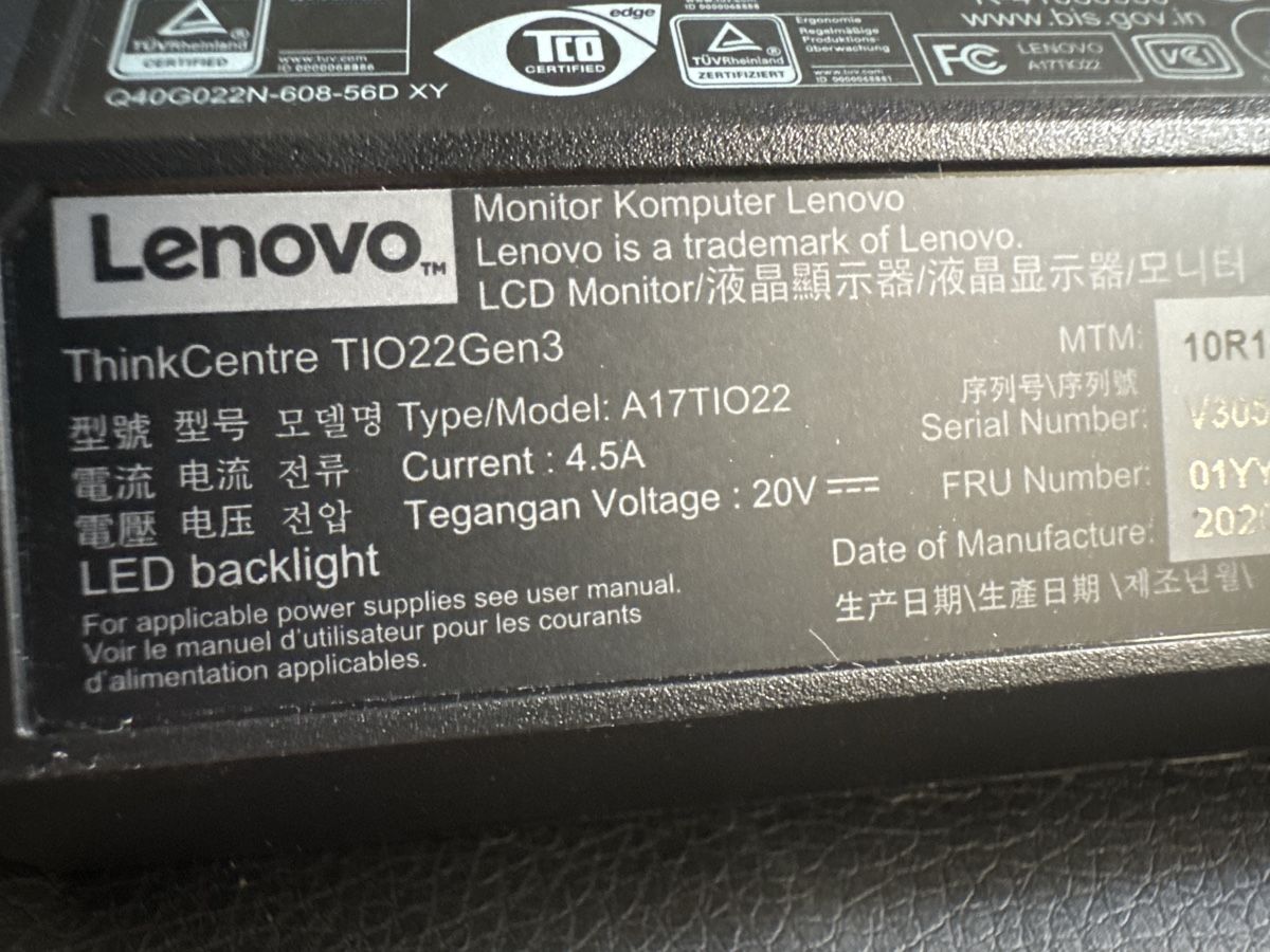 Lenovo Ecrans: Monitor Lenovo ThinkCentre TIO22 Gen3 – D'occasion à Ehrendingen par Sansav 7
