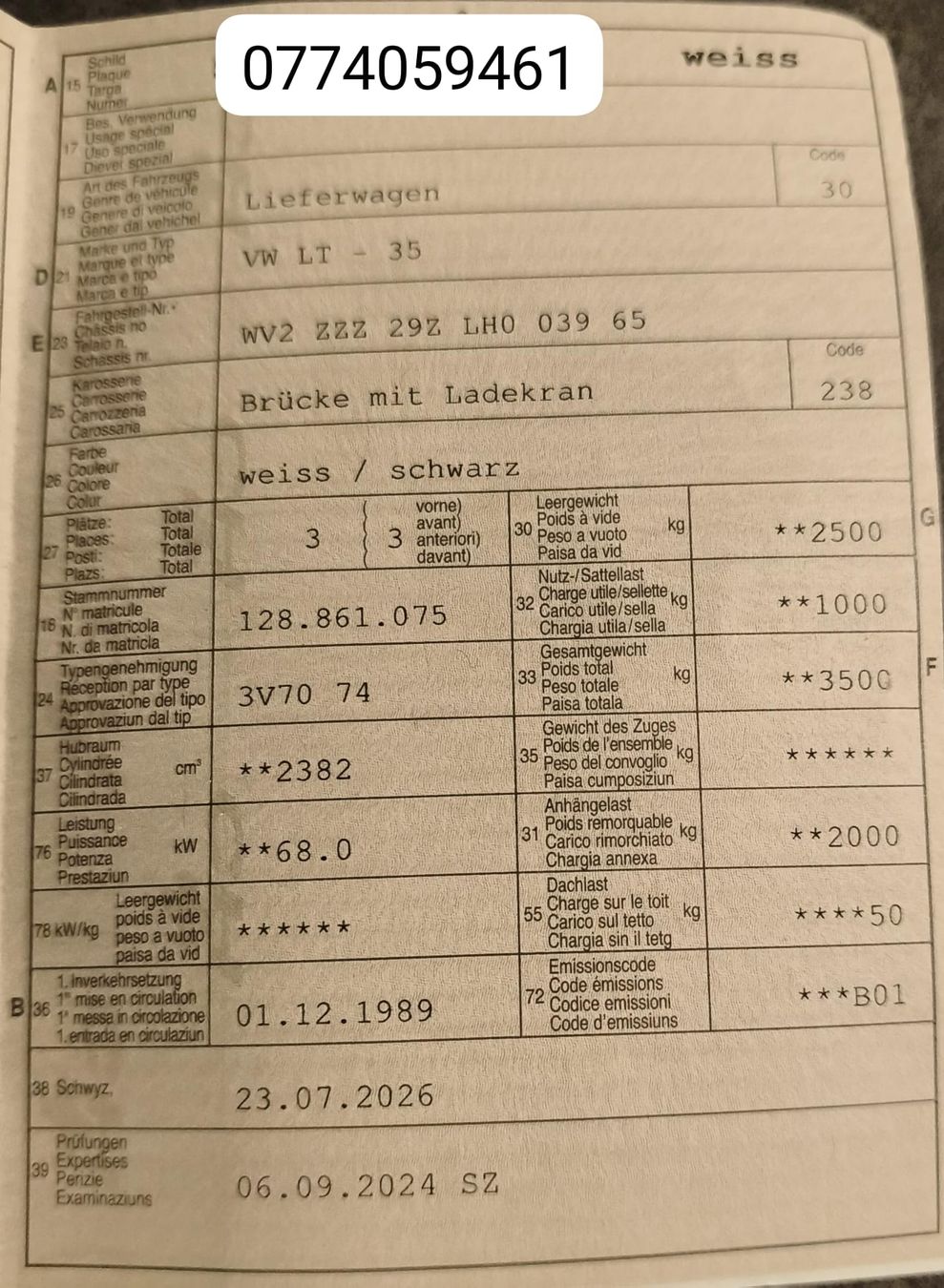VW Véhicules utilitaires: VW LT-35 mit Kran – D'occasion à Schinznach-dorf par 66schnauzer 3