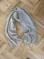 Light Grey Scarf with White Fringes - Perfect for Autumn!