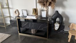 Sideboard Schwarz Marmoroptik mit goldenen Details