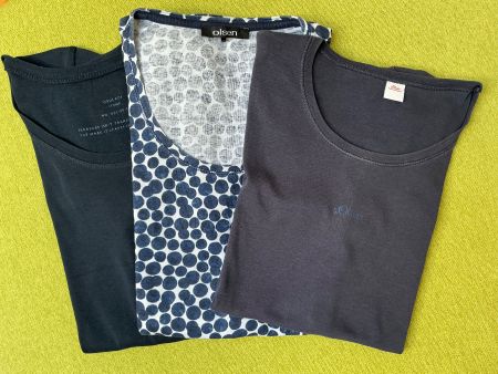 3 dunkelblaue B’woll T-Shirt, Damen, Gr. 38