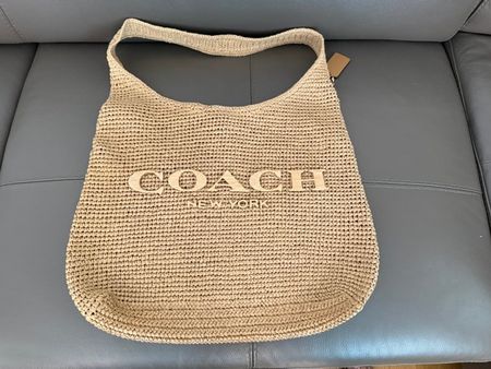 COACH REFINED WEAVE STRAW BROOKLYN SHOULDER BA