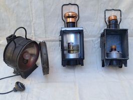 3 Stück antike SBB Lampen BAG Turgi