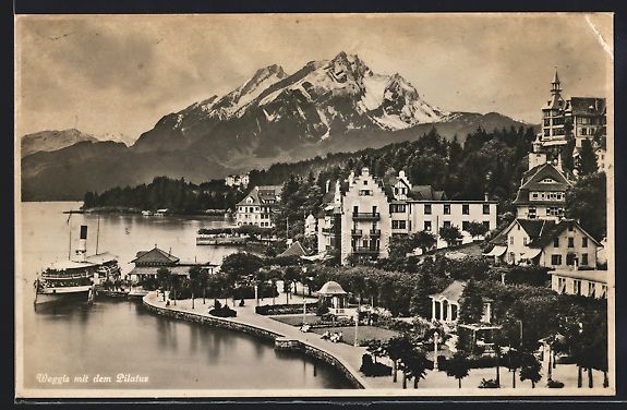 Cartoline postali: AK Weggis, Der Quai mit Pilatus – Usato da Berlin venduto da bartko-reher