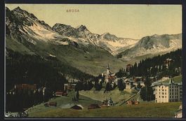 AK Arosa, Ortsansicht aus der Vogelschau