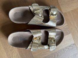 Sandale Slippers ALPE Gold Fussbett Leder 40