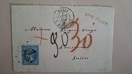 Enveloppe postale ancienne affranchie Paris 1886