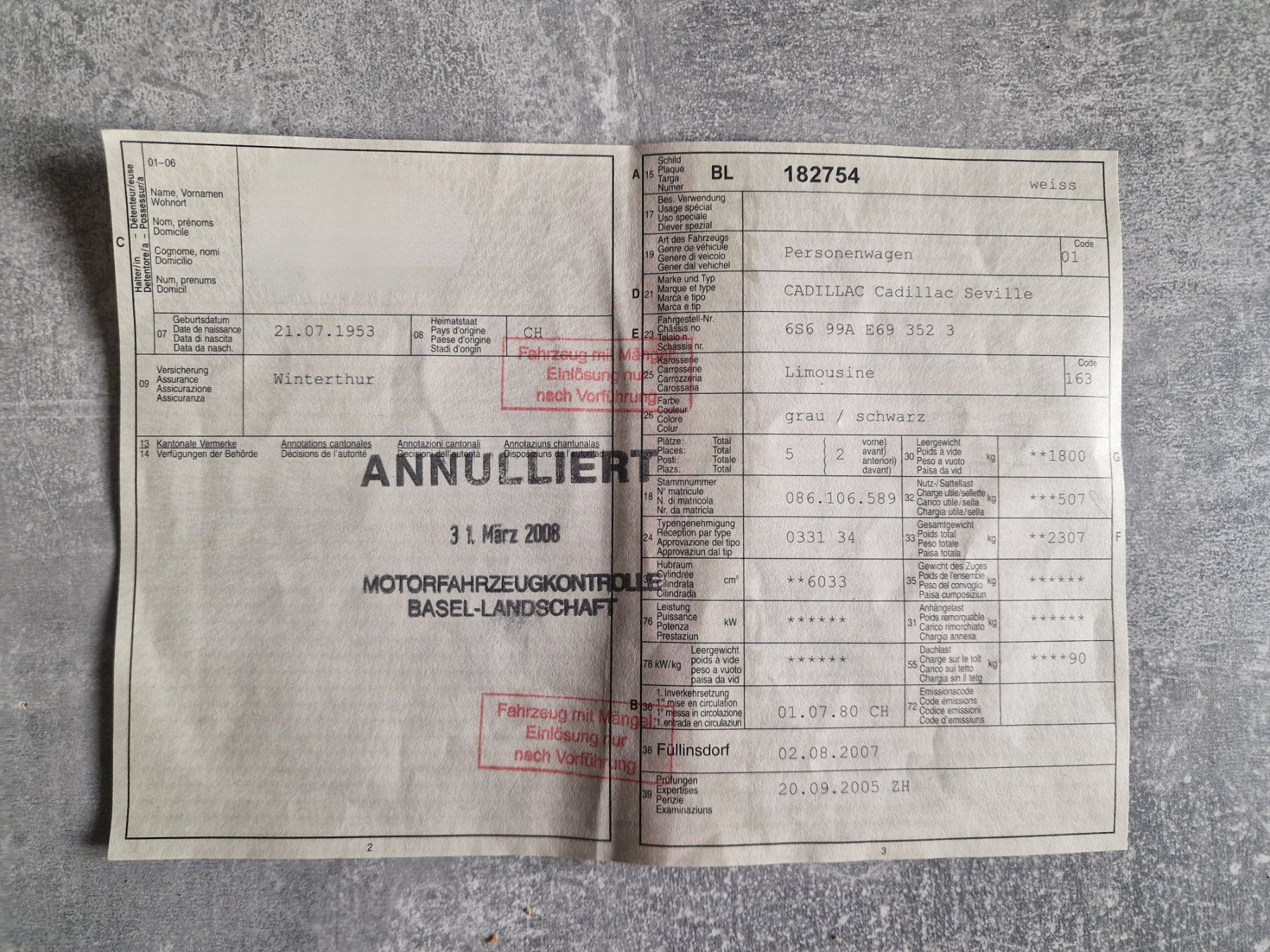 Cadillac Autos: Cadillac Seville 6.0L v8 Oldtimer – Defekt aus Menznau von CS1.6 9