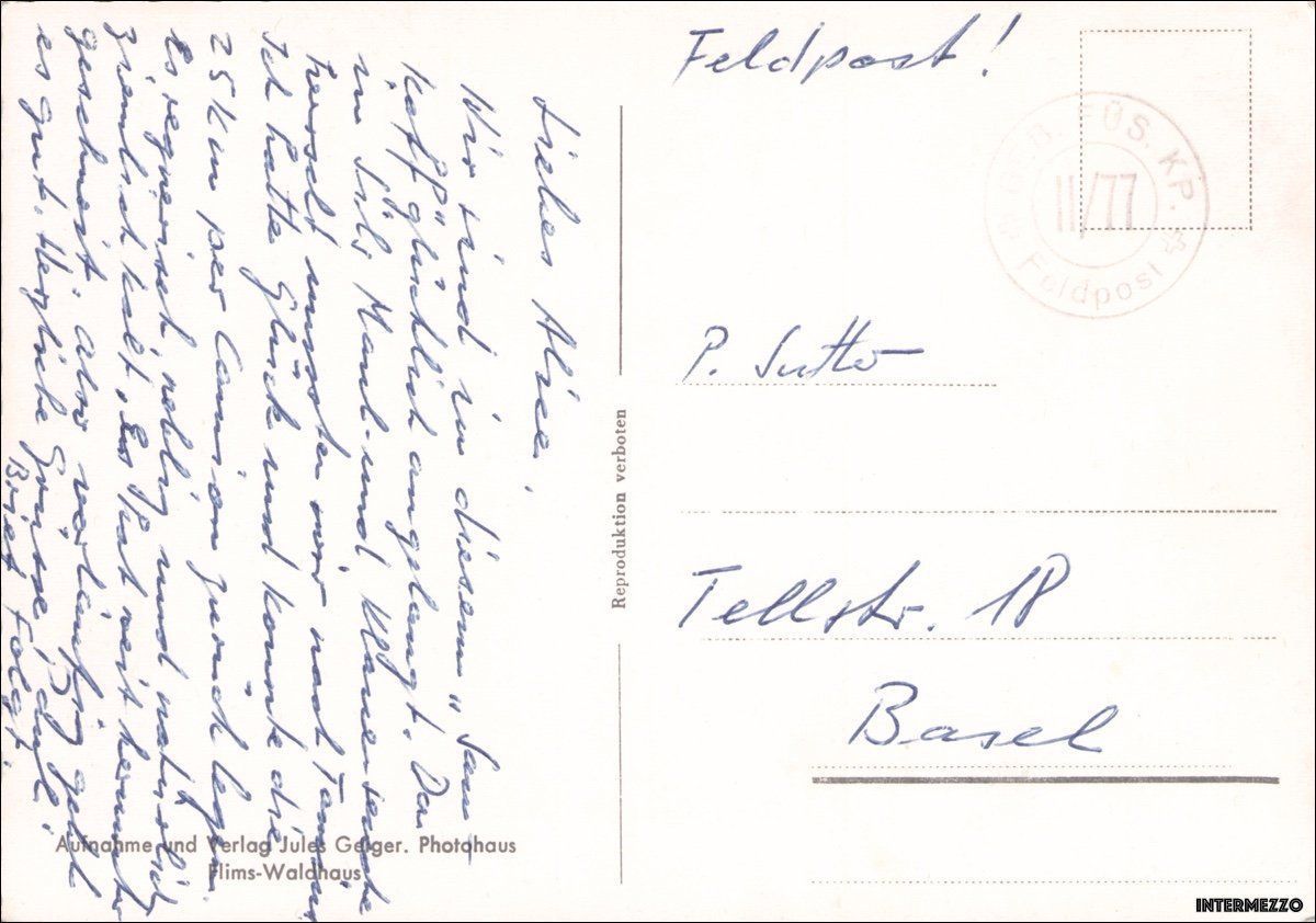 Cartoline postali: Tamins GR // Dorf Kunkelspass ca. 1955 // Sommer – Usato da Basel venduto da intermezzo12 1