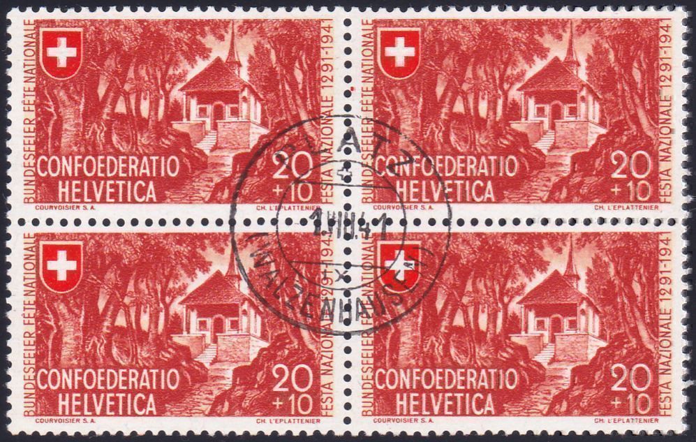 Tutti i francobolli: B14c 4er-Block mit ZT-Stmpl. , SBK 450.- – Usato da Wenslingen venduto da riger11