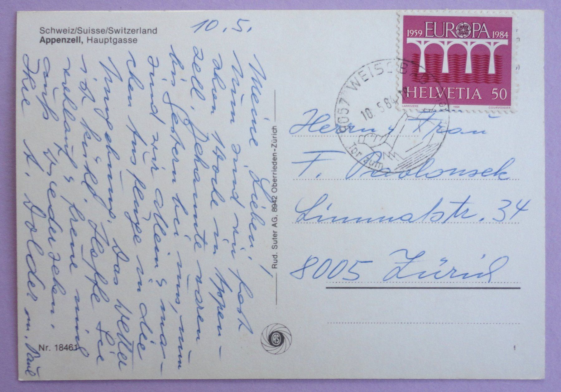 Cartoline postali: Appenzell, Hauptgasse – Usato da Fétigny venduto da Billy2miny 1