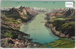 Weesen mit Walensee - Panorama - Litho