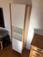 Hochschrank weiss mit Holzrahmen, gebraucht, guter Zustand
