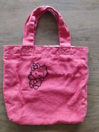 Sac en tissu pour enfant, broderie Hello Kitty