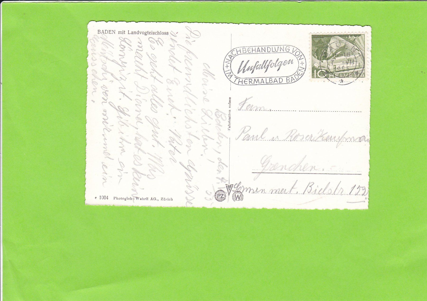 Cartoline postali: Baden mit Landvogteischloss – Usato da St. Peterzell venduto da neckertal 1
