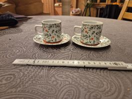 2 Pfister Esspresso-Tassen mit Unterteller, neuwertig
