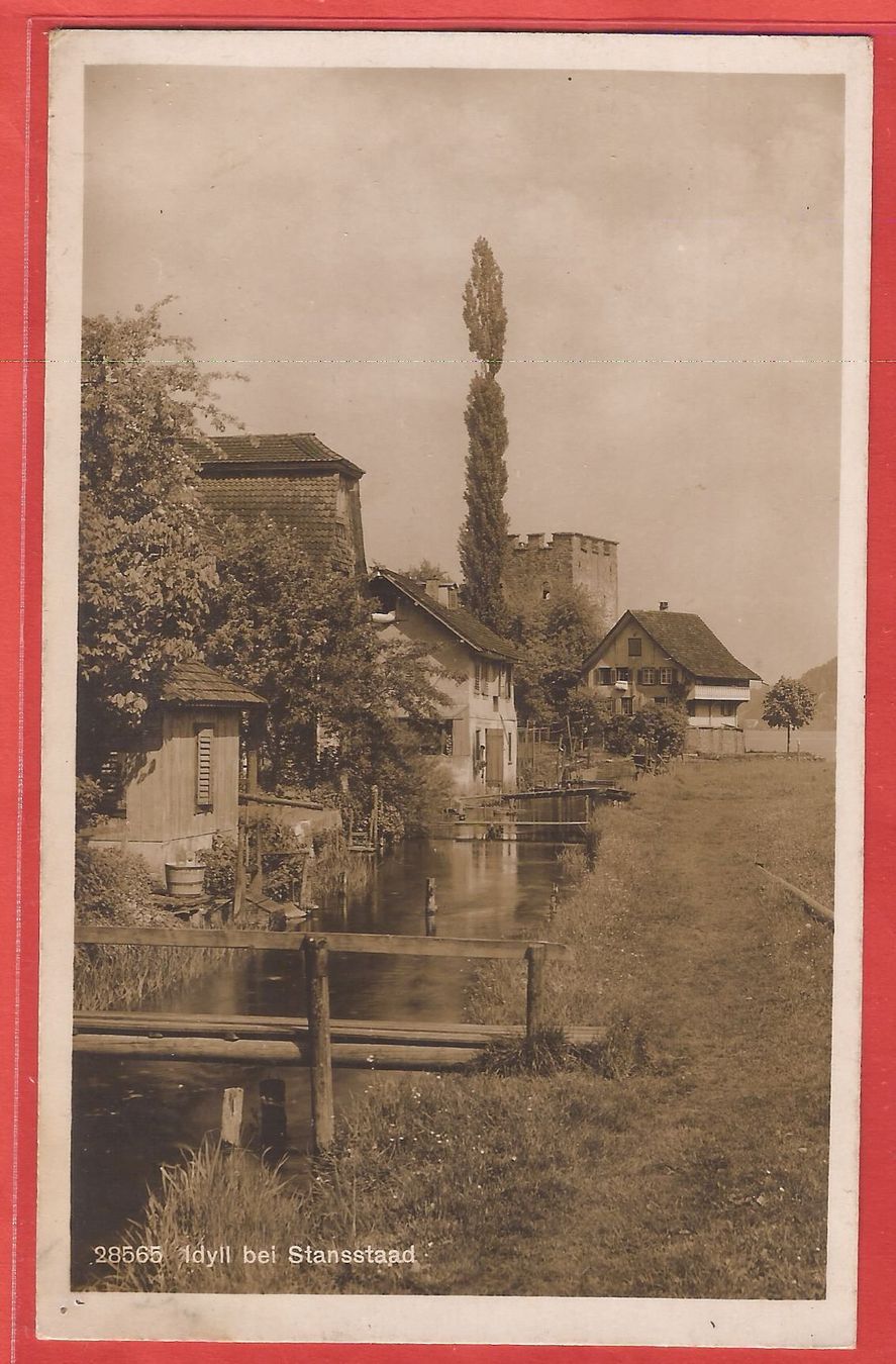 Cartoline postali: Stansstad - Idyll mit Bach - Fotokarte ca. 1930 – Usato da Fislisbach venduto da Porano