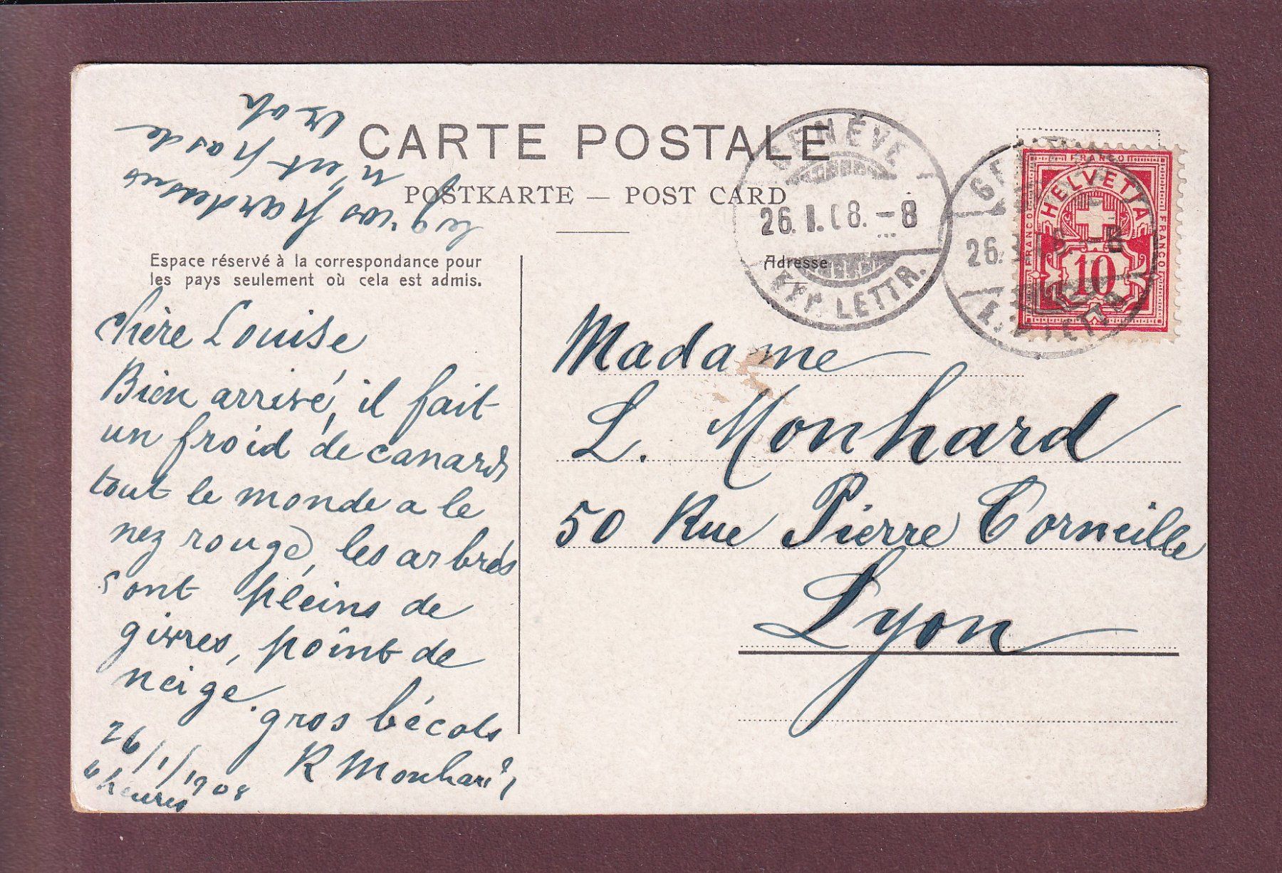 Ansichtskarten: GENEVE - Monument National - 1908 – Gebraucht aus Pully von nicecards 1
