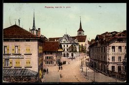 AK Payerne, Rue de la gare, Hotel de la Gare, Etablissement 