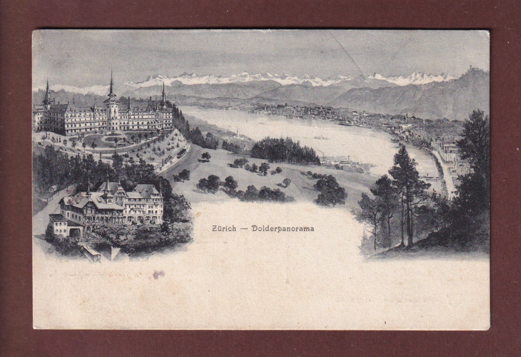 Cartoline postali: ZÜRICH - Dolderpanorama - 1907 – Usato da Pully venduto da nicecards