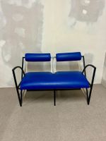 Blaue Designer Couch, Sofa, Bank 2-plätzig, Metallgestell