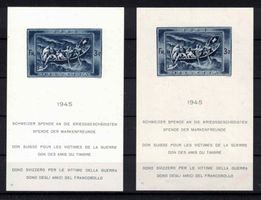 1945 Spende-Block 2 x W21, weisser und gelber Gummi **