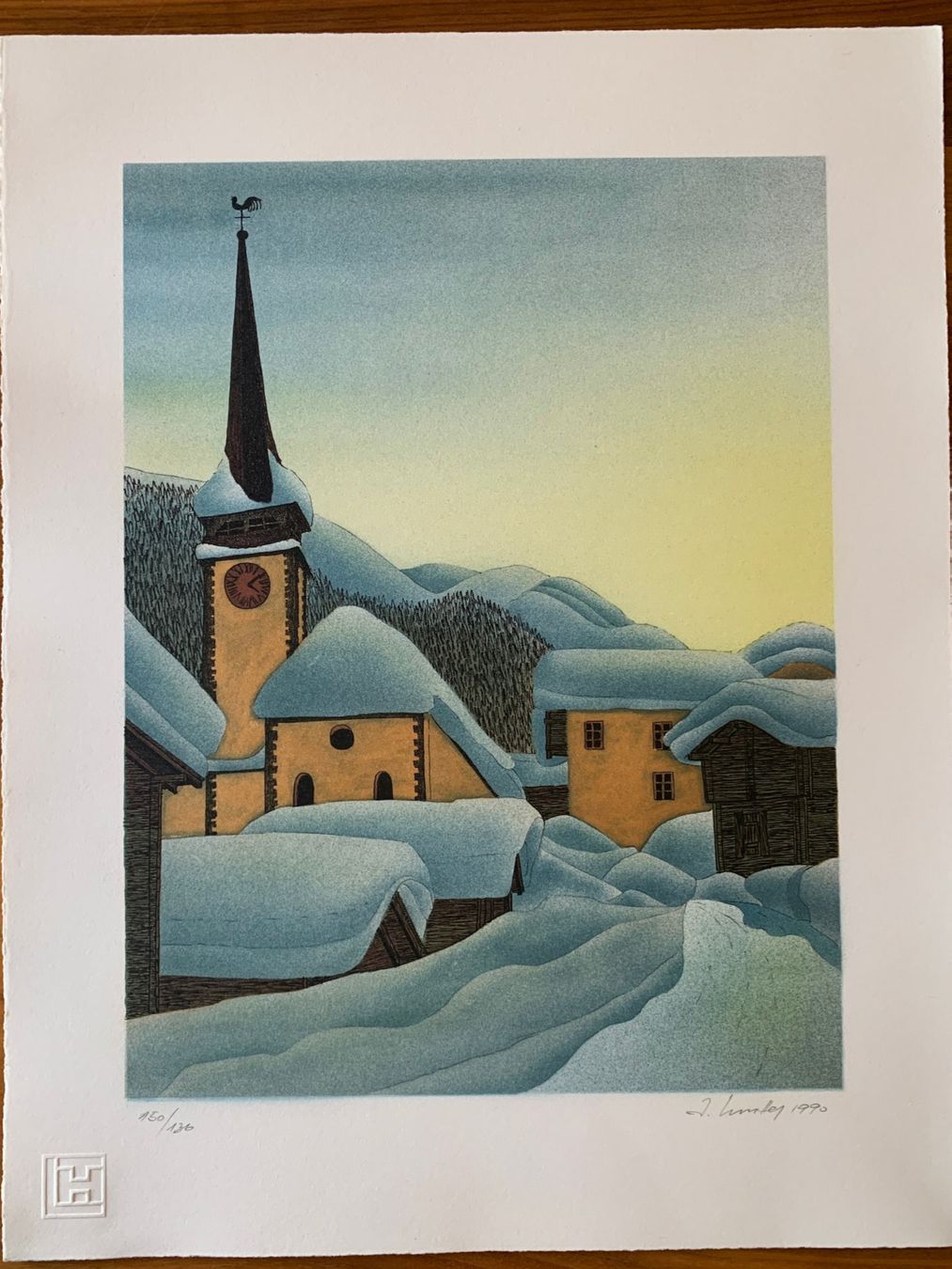 Grafica & Litografie: Lithographie Anton Mutter, Abendstimmung in Biel, Goms – Nuovo (secondo la descrizione) da Sargans venduto da aebi081