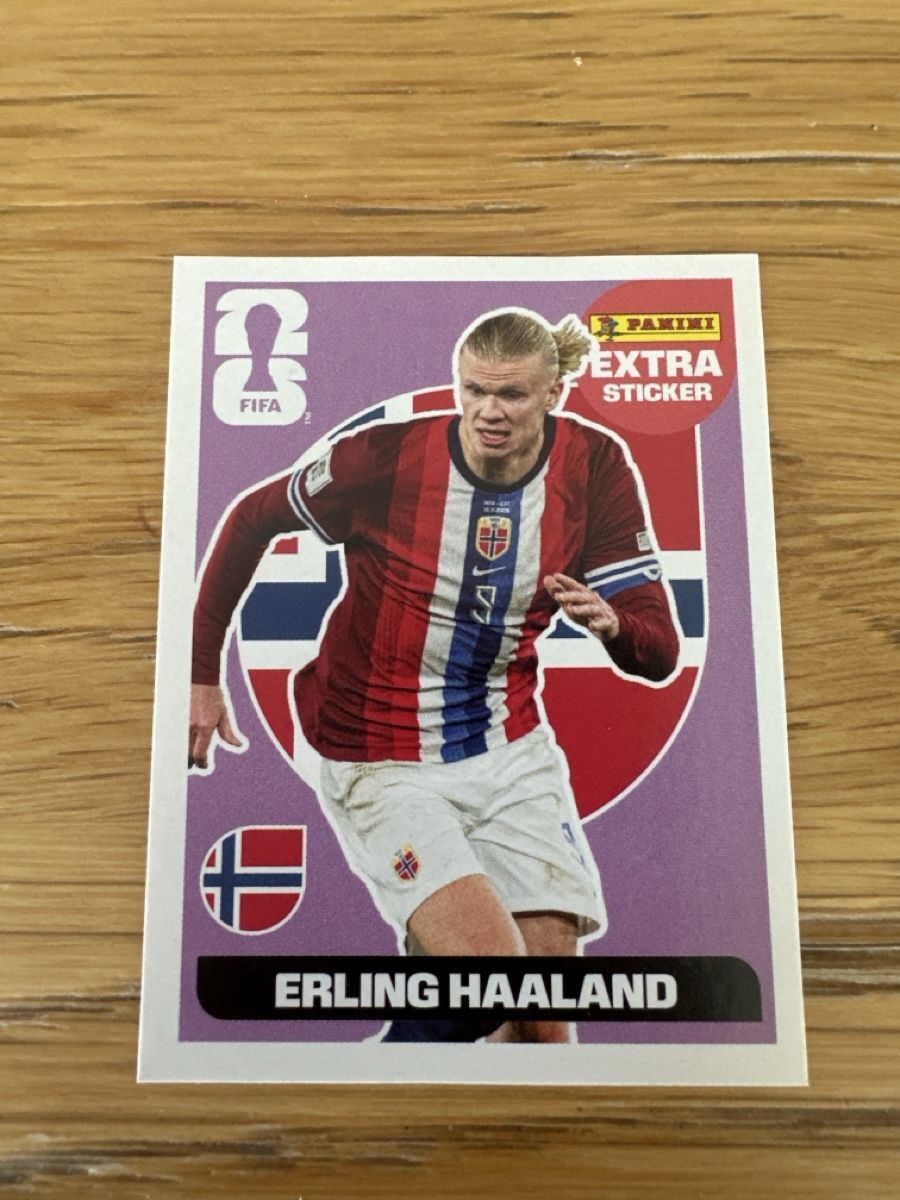Panini Carte collezionabili: Panini Extra Sticker Erling Haaland World Cup 2026 Basic – Nuovo e nell'imballaggio originale da Grandson venduto da Carpal