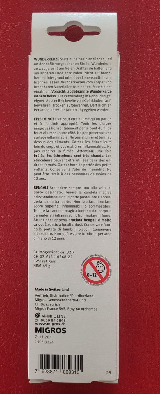 Kerzen: Wunderkerzen 27 Stück – Neu und originalverpackt aus Luzern von ANG3 2
