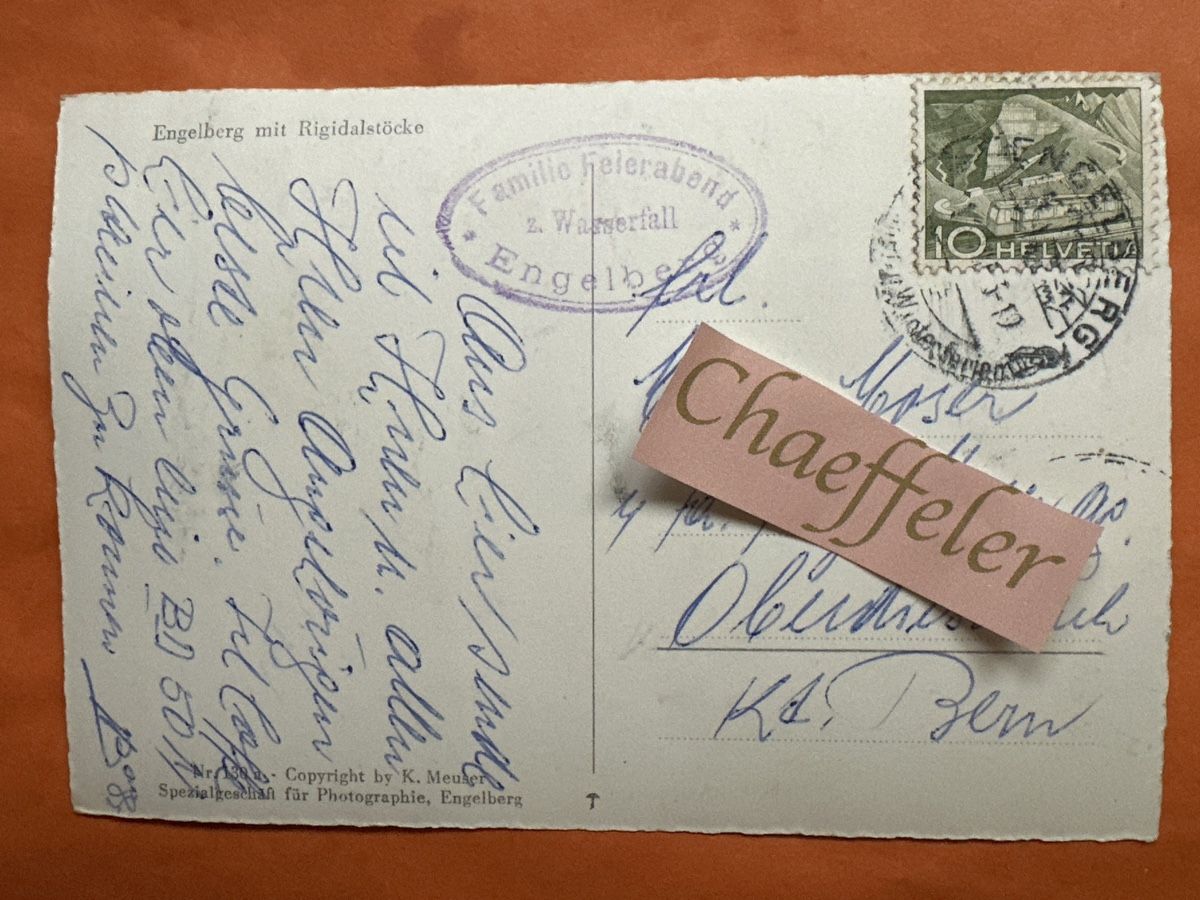 Cartoline postali:  Engelberg mit Rigidalstoöke – Usato da Zürich venduto da Chaeffeler 1