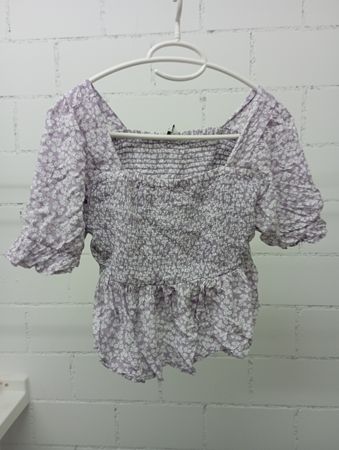 Pigalle Sommer Top, lila Blumenmuster, Grösse S, Damen