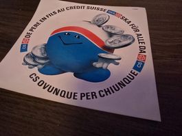 Vintage Credit Suisse Sticker - Ska Piggy Bank🇨🇭💰