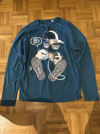 T-shirt manches longues bleu motif gamer taille 158/164