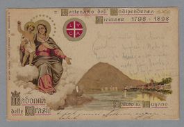 LUGANO 100° INDIPENDENDENZA TICINESE, LITO CHIATTONE, 0 1899