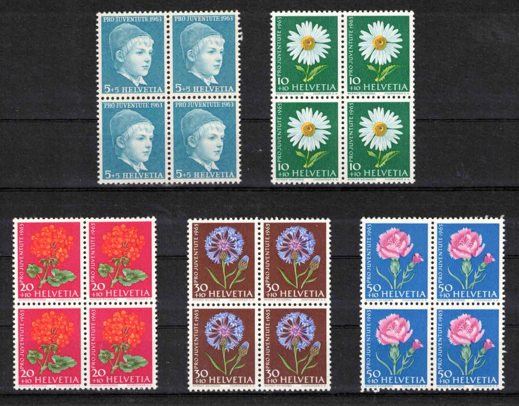 Tutti i francobolli: Pro Juventute 1963 im 4er-Block, postfrisch ** – Nuovo (secondo la descrizione) da Nuglar venduto da Stamp88