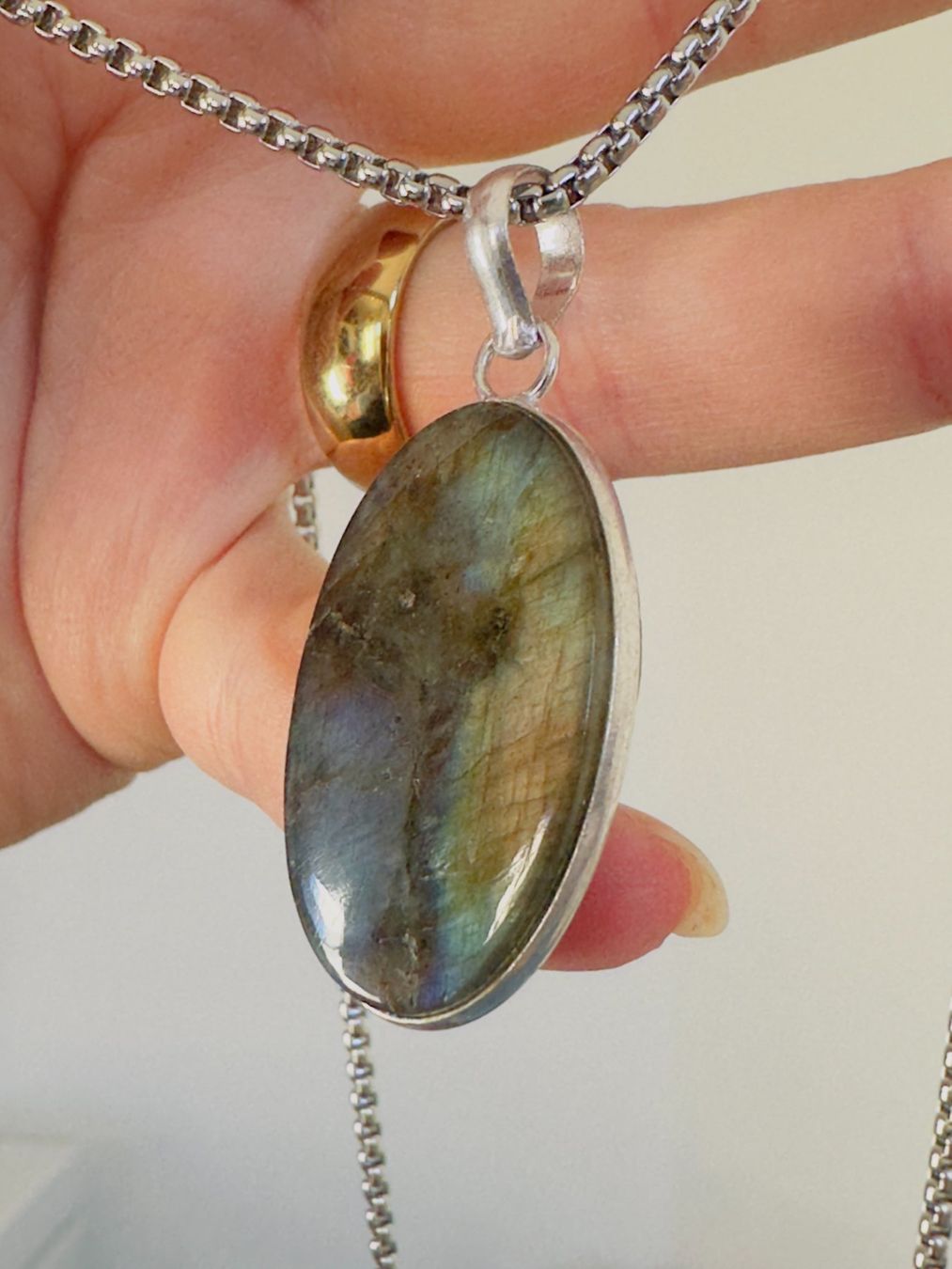 Catenine: Fashionable labradorite necklace – Nuovo e nell'imballaggio originale da Genève venduto da AGBERG 2