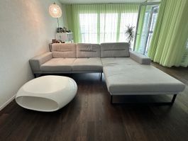 Ecksofa, Stoff hellgrau, von Möbel Pfister