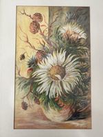 Wunderschönes Vintage Aquarell Blumenbild signiert 