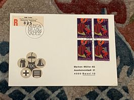 1 Erstagsbrief LI Einschreiben Viererblock 1968