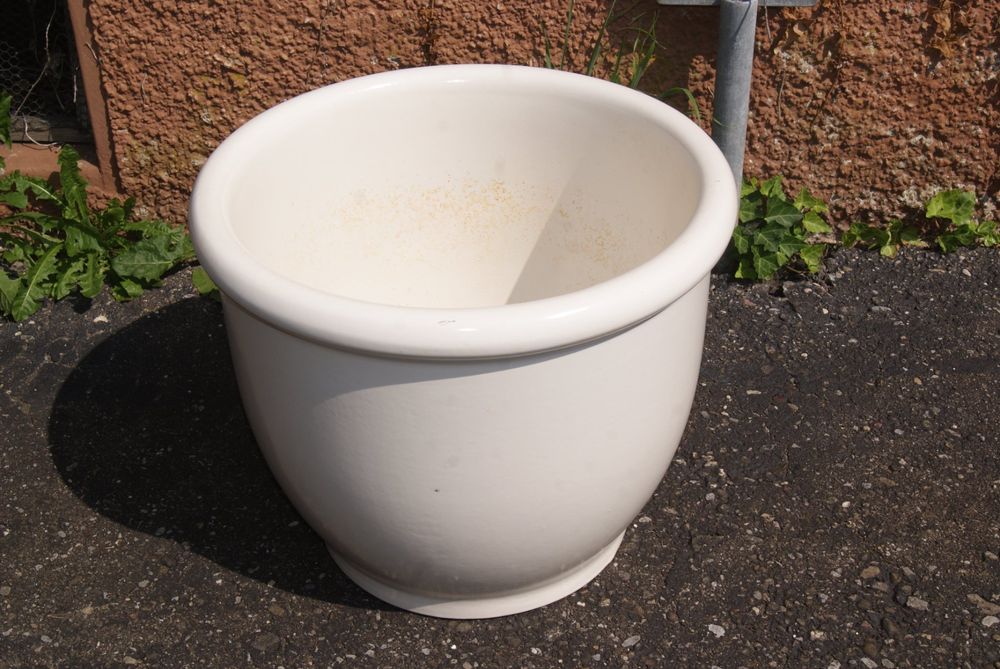 Grosser Topf, Pflanzentopf, Weiss (Gebraucht) in Buus für CHF 5 – nur ...