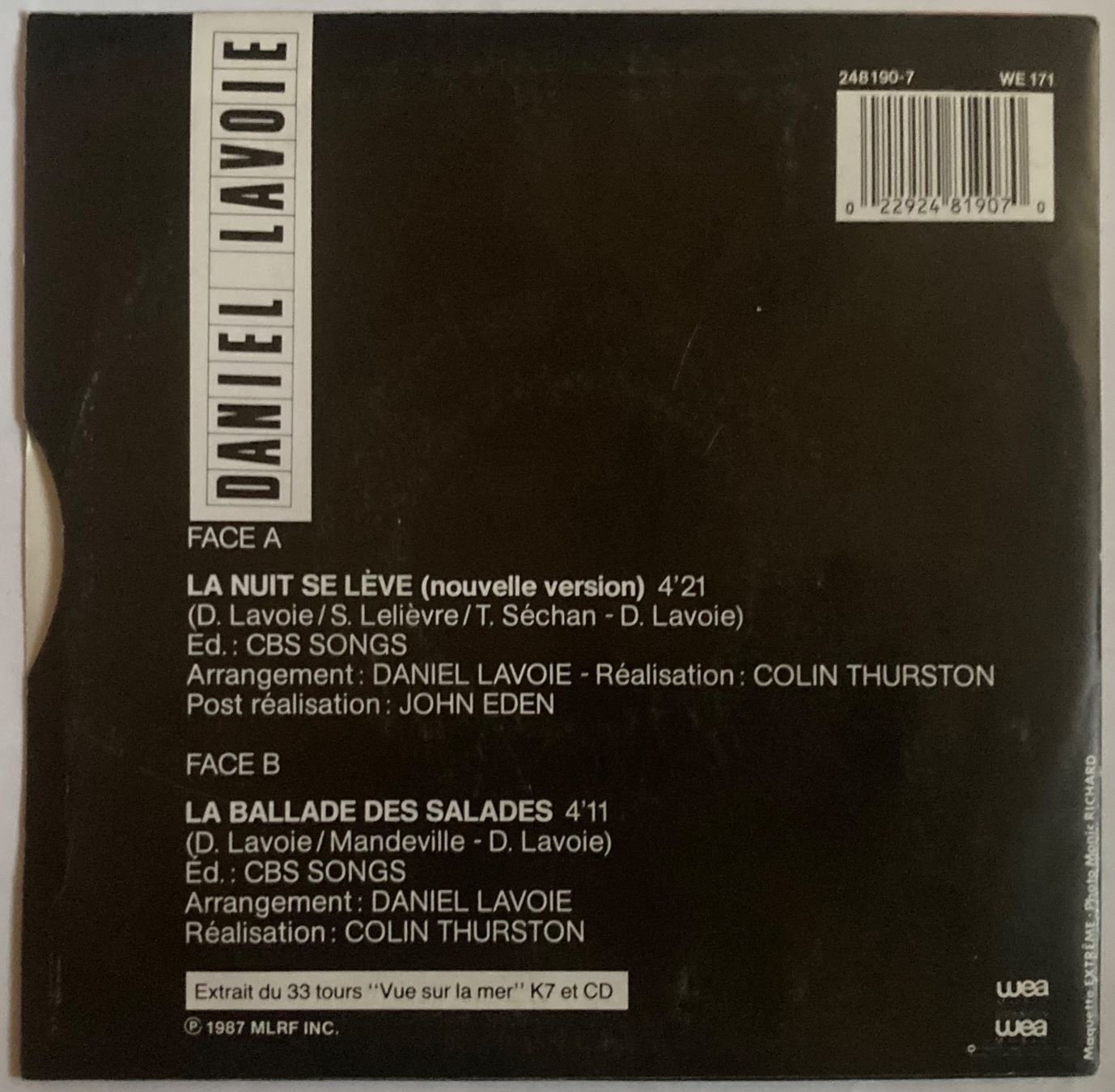 Dischi in vinile: DANIEL LAVOIE - LA NUIT SE LÈVE – Usato da Poliez-Pittet venduto da Newtown-Records 1