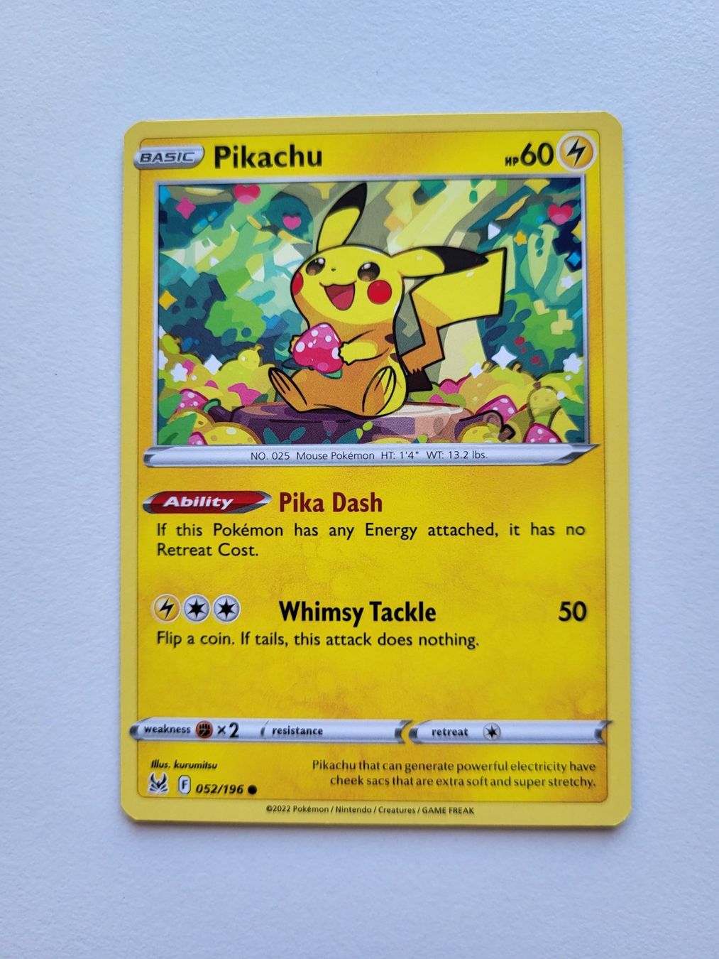 Pokémon Carte collezionabili: Pikachu (Lost Origin 052/196) – Usato da Erlenbach ZH venduto da ram_mjn5