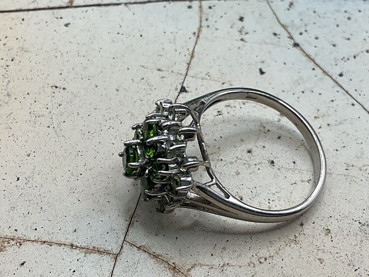 Anelli: Silberring mit Chrom Diopsid und Peridot, Gr.55 – Usato da Luzern venduto da S.Kern01 4