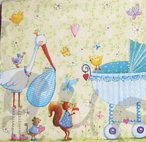 Servietten: Serviette storch (e43) 2Stk. – Neu (gemäss Beschreibung) aus Schlatt TG von kreativ-atelier