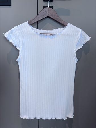 Damen T-Shirt Kaffe gerippt weiss Grösse XS
