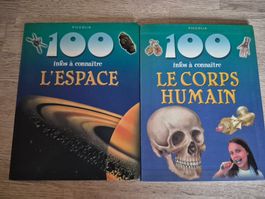 Livres "100 infos à connaître" L'Espace et Corps Humain